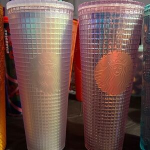 Starbucks Iridescent Studded Tumblers - Pearl & Rose (Sold Together)